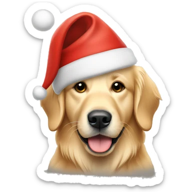 golden retriever wearing a santa hat sticker