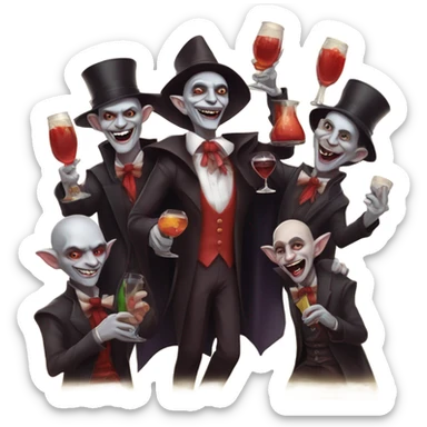 Nosferatu and his bros partying sticker