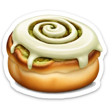 Cinnamon Roll with pistachio cream on top  sticker