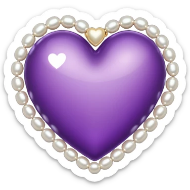 very dark purple heart with pearls sticker