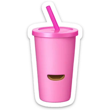 Pink tumbler cup with handle and straw sticker