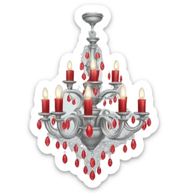 silver chandelier with red accents sticker