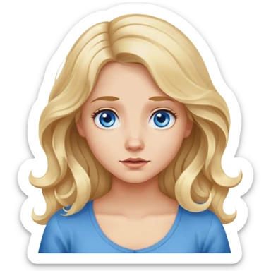 long wavy blonde hair blue eyes girl shrugging shoulders sticker