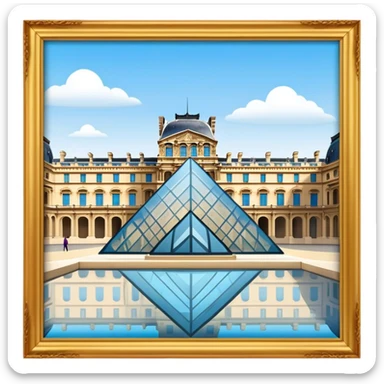 Louvre Museum Landmark Emoji – Showing the glass pyramid entrance with the historic palace in the background. sticker