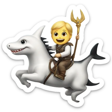 baby shark with trident riding a flying horse sticker