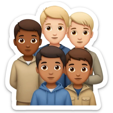 Seven boys standing together as a group sticker