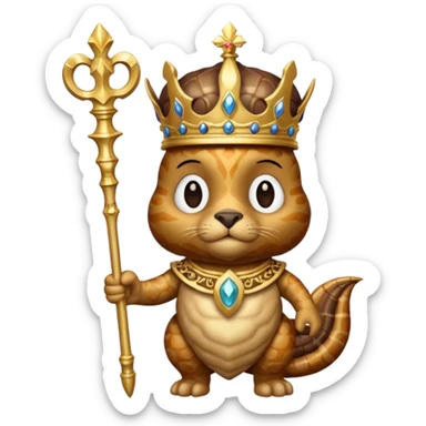 royal staff tortiose with scepter in left hand sticker