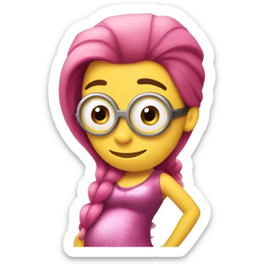 despicable me minion with pink mermaid tail and brown hair sticker