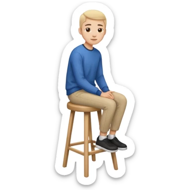 a person sitting on stool straight back sticker
