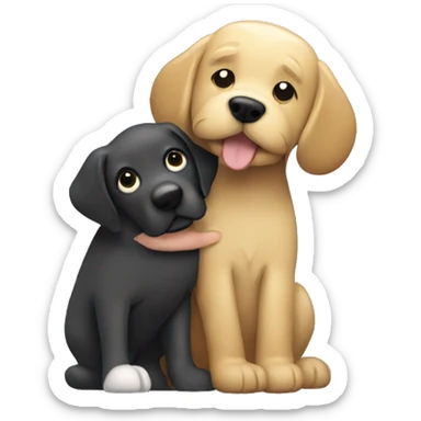 a vet hugging a shaggy labrador-like dog sticker