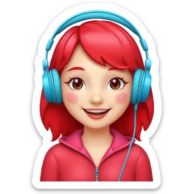 cartoon strawberry girly with headphones sticker