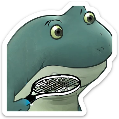 Un tiburón con tenis azules sticker