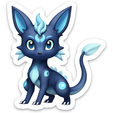 Shiny icy iridescent Pastel Nebulae Salandit-Meowstic-Umbreon-Fakémon-hybrid-creature (full body)  sticker