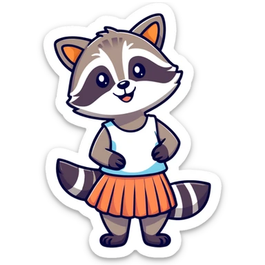 Raccoon wearing skirt smiling sticker
