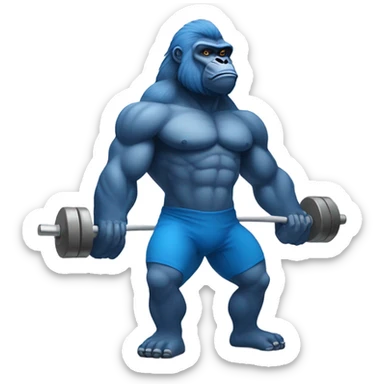 Blue gorilla lifting weights  sticker