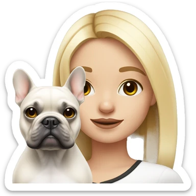Blonde girl with black/white French bulldog sticker