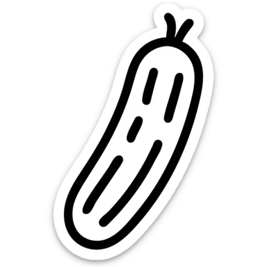 simple cucumber icon, minimalist and bold, clean black outlines, no fill, modern icon style sticker
