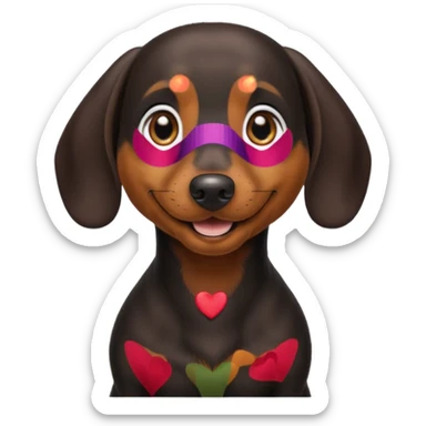 Black miniature Daschund looking happy sticker