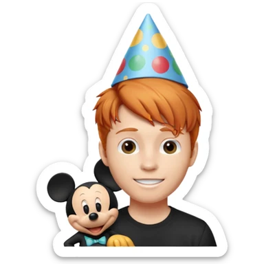 Levi ginger with Mickey Mouse happy birthday sticker