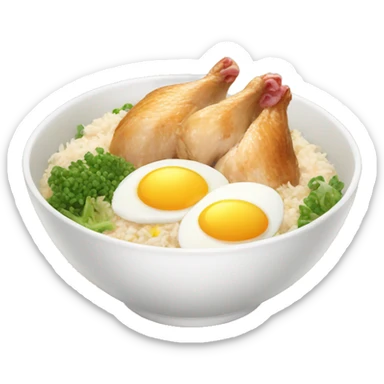chicken rice bowl with two eggs sticker