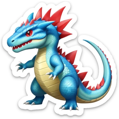 Shiny Exotic Colorful epic Gabite-Salamence-Koraidon-Feraligatr-Fakémon-hybrid-creature (full body)  sticker