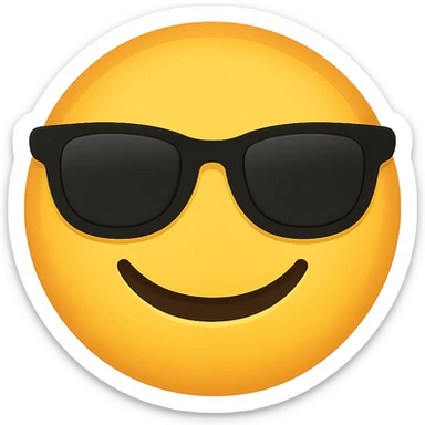 face with sunglasses emoji, digital illustration sticker