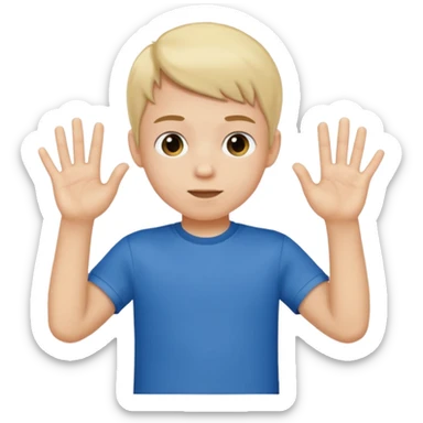 Kid doing 67 hand thing sticker