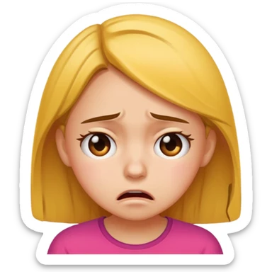 Girl showing frustrated face sticker
