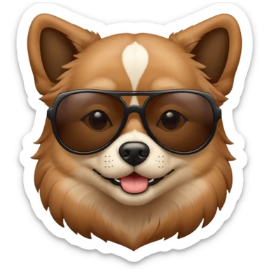 dog with total black sunglasses sticker