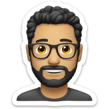 man with glasses and beard with good hairstyle like coder with black hair sticker