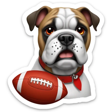 white UGA Georgia bulldog with a football and a red collar  sticker