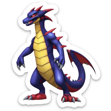 Cool Edgy Seviper-Garchomp-Gabite Fakémon Digimon with Edgy markings, full body, outlined sticker
