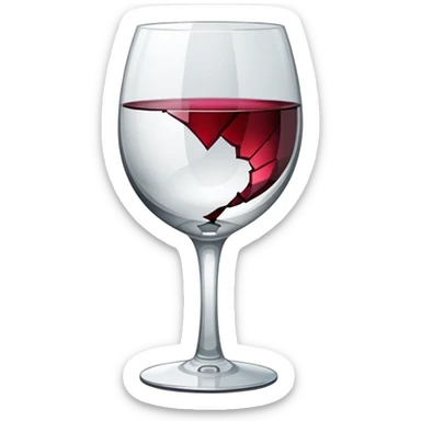 wine glass with a large crack sticker