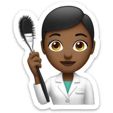 Esthetician holding a brush sticker