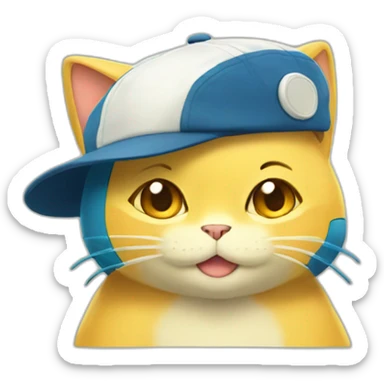 Yellow cat with cap of snorlax sticker