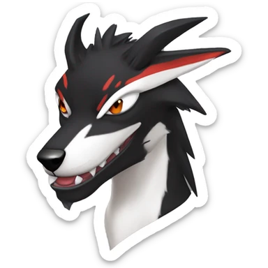 Black Cool Edgy Sergal-Houndoom-Fakémon  with White and Red Edgy markings sticker