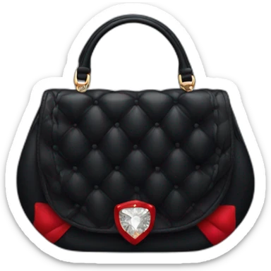 black elegant handbag with red diamond in the center sticker