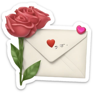 Love letter with flowers and kiss  sticker