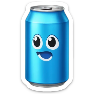 a blue soda can sticker