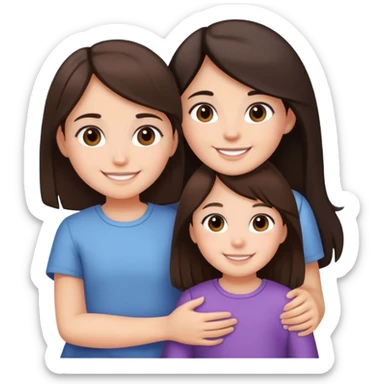 Big sister and little sister with dark brown hair sticker