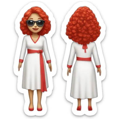 Grosse femme blanche en robe rouge et lunette sticker