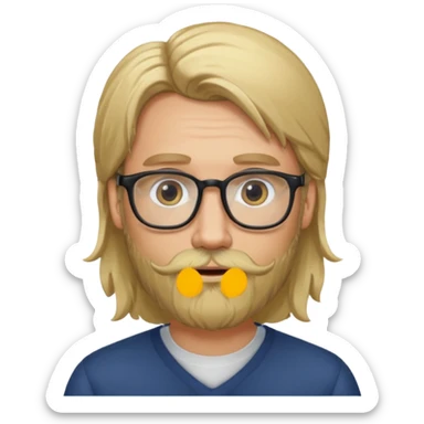 bearded long haired blonde man with eyeglasses sticker