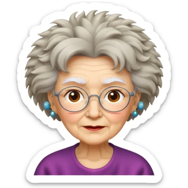 grandma with furry hair sticker