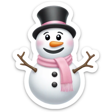 Cute white and light pink snowman sticker