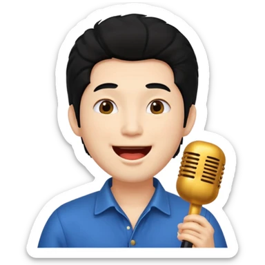 chinese man with big hair singing sticker