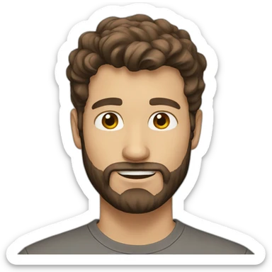 Guy with brown hair beard sticker