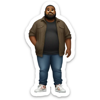Fat guy with beard and streetwear sticker