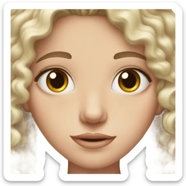 pale girl with curly dark brown hair and hazel eyes sticker