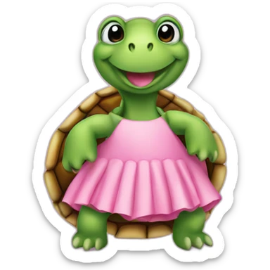 A turtle wearing a pink dress sticker