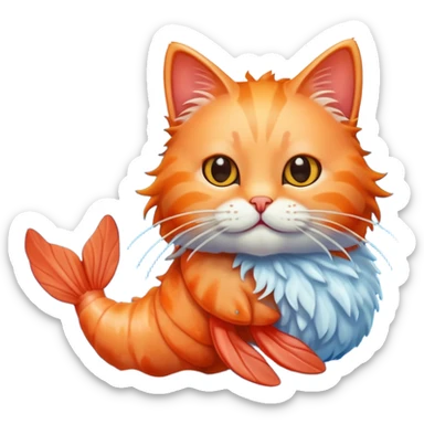 Shrimp cat in ocean sticker